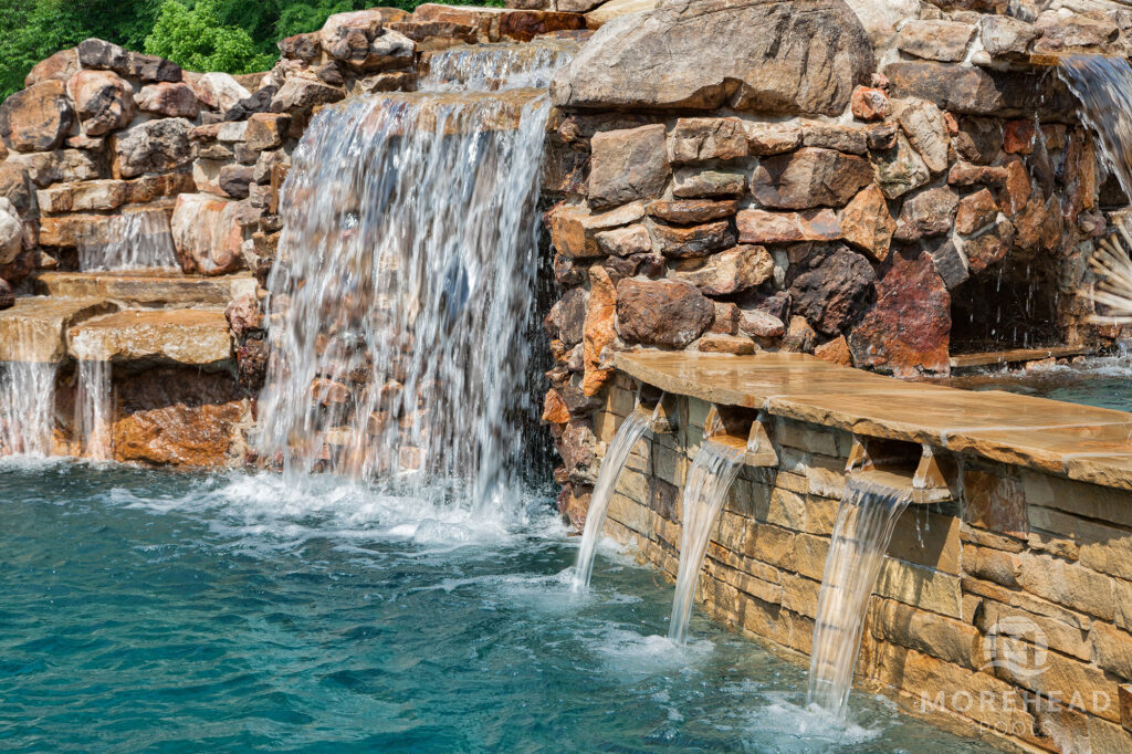 luxury modern pool waterfall